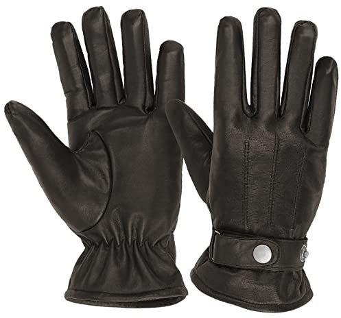ALPIDEX Herren Lederhandschuhe Echtleder Warm Gefüttert Leder Handschuhe Winterhandschuhe Handschuh schwarz braun Herbst Winter, Größe:L, Farbe:brown