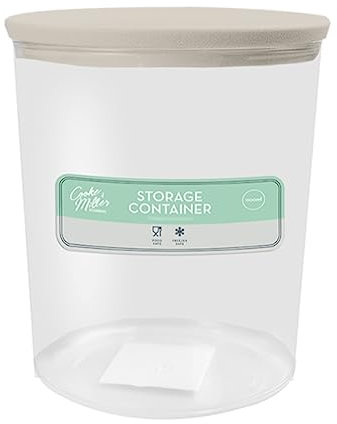 Food Storage Container, Dry Food Storage Box, 1100mL with Airtight Clip Lock Lid, Perfect for Storing Sugar, Flour, Snack, Baking Supplies, Dishwasher Safe (Cream)