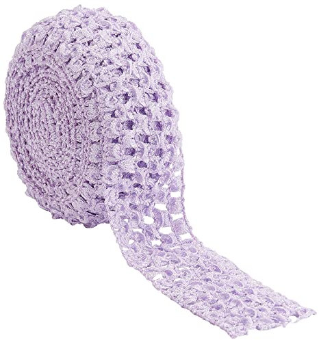 GORGECRAFT 5.5 Yards 1.6 breites Elastisches Gehäkeltes Stirnbandband Aus Polyester Gehäkelter Stretch-Stoff Für Haarschmuck Haarbandherstellung Flieder