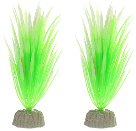 VOCOSTE 2 Pcs Aquarium Plants, Artificial Fish Tank Plant, White, Green