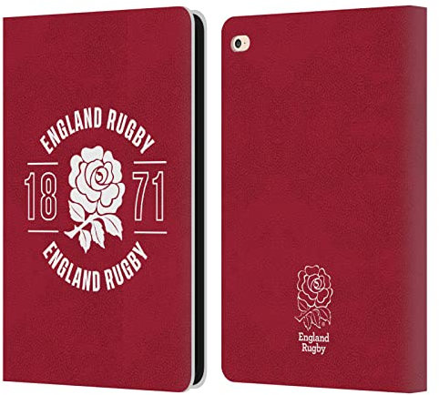 Head Case Designs Licenciado Oficialmente England Rugby Union 1871 Rosa Rosa ROJA Carcasa de Cuero Tipo Libro Compatible con Apple iPad Air 2 (2014)