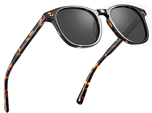 CARFIA Vintage Polarisierte Sonnenbrille für Herren UV-Schutz Fahrerbrillen mit Rechteckigen Acetatrahmen
