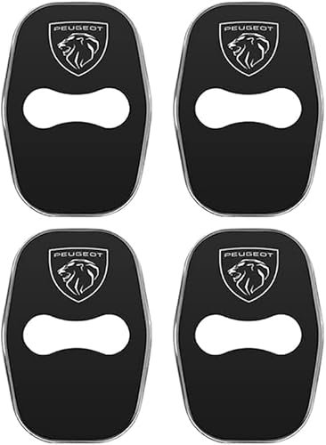 RUPT 4 Pièces Couverture Serrure Porte Voiture pour Peugeot 208 3008 407 2008 508 206 308 307, Contre Rouille Voiture Serrure Couverture Couvercle Accessoires,A