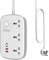3 Way Extension Lead with USB Slots, Power Strip with GaN 65W USB C Charger, USB C Plug and Surge Protection Extension Cable, Extension Cord 2 Meter for Home Office, White