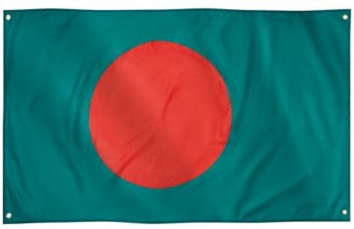 Runesol Drapeau du Bangladesh, 91x52cm, 3ft x 5ft, 4 Anneaux, Oeillet dans chaque coin, Bangladeshi Drapeau, Rouge & Vert, Drapeau Bengali, বাংলাদেশের পতাকা, বাংলাদেশের জাতীয় পতাকা, Drapeaux Premium