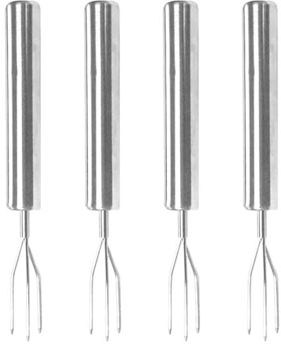 4 tenedores de patatas de acero inoxidable, tenedor para frutas y verduras, tenedor de patatas, tenedor de maíz, ayuda para pelar, herramienta portátil para barbacoa