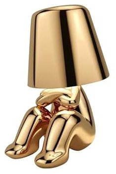 Luxus Bins Brother Tischlampe - Gold - Mr Which - Goldmännchen - Dekoratives Accessoire - Wohnzimmerdekoration - Schlafzimmerdekoration - Tischdekoration - Dekorative Tischlampe - Wohnaccessoire