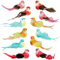 com-four® 12x Dekovogel - künstliche Vögel in 5 bunten Designs - Wintervögel mit Federn und Metall-Clip - Zier-Vogel für Ganzjahresdekoration - Deko-Federling (12 Stück - Mix-Set 01)