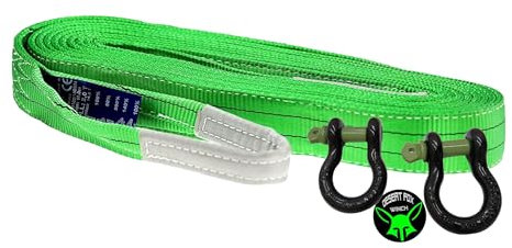 Desert Fox Winch Berge Set mit 2 x 3/4 Schäkel u. 14t 10m Baumgurt Abschleppseil Abschleppgurt Baum Fällarbeiten entspricht EN 1492-1 … (10 m Gurt 2 Schäkel 3/4 Zoll)