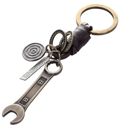 Fokecci Porte-clés vintage en métal clé créative clé en cuir de vachette porte-clés clé pour sac à main vintage, Couleur bronze., taille unique