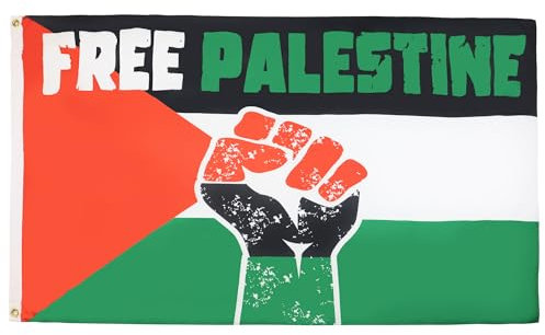 AZ FLAG Bandera palestina de puño levantado de Palestina, 3 x 5 pies, poliéster 100D con dos ojales de metal, resistente a la decoloración, colores vivos, 150 x 90 cm