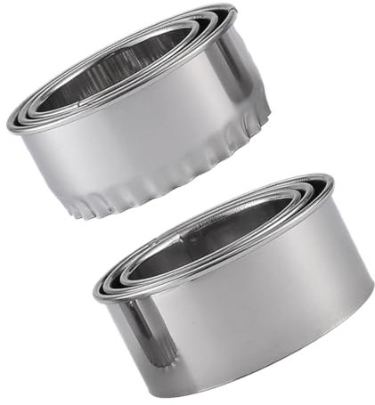 HOMSFOU 6st Knödel Hautschimmel Runde Cookie Donut Cutter Set Knödel Haut Cutter Edelstahl Ravioli Cutter Knödel Wrapper Cutter Ausgeschnitten Rostfreier Stahl Pressmaschine