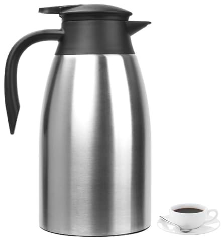 Carafe à café thermique en acier inoxydable isotherme à double paroi – Distributeur de boissons chaudes/eau, thé – Garde au chaud/froid pendant 12/24 heures (argenté)