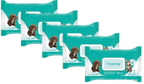 CT-TRONICS Freedog Lot de 5 lingettes humides pour chiens et chats (chlorhexidine)