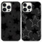 Foonary 2 Pack Black Print Phone Case Compatible with iPhone 13 Pro 6.1, Slim Soft Silicone with Fashion Star Design Aesthetics Pattern Cases, Shockproof Bumper Protector Cover