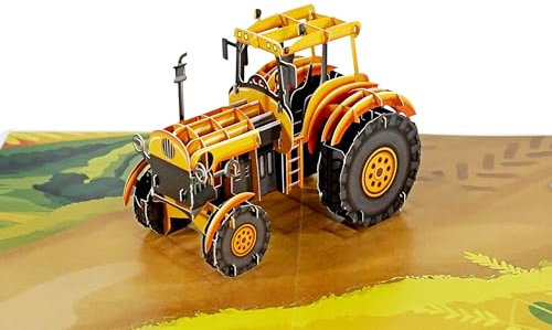 CUTPOPUP Traktorkarte - Geburtstagskarten für Männer, Karte Vatertag, Geburtstagskarte Mann, Geburtstags-Pop-Up-Karte, 3D-Grußkarte Ehemann Ihn Junge Sohn Mann Vater (Tractor) US8-SD196DE