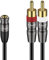 J&D Câble Audio 3,5 mm vers Double RCA, Coque en Cuivre Plaqué or Robuste 3,5 mm Femelle à 2 RCA Mâle Adaptateur Audio Stéréo Câble Adaptateur Cordon, 1.8 Meter