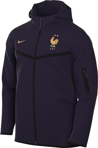 Nike Herren Fff Tech Fleece Windrunner Fußball-hoodie Mit Durchgehendem Reißverschluss Für Sweatshirt, Blackened Blue/Club Gold, XXL EU