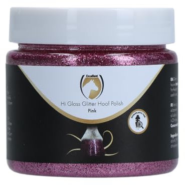 Holland Animal Care Hi Gloss Glitter Hoof Polish - Glitter für Hufe und Fell - Hufpflege - Feuchtigkeitsspendend - Inklusive Pinsel - Mikroplastikfrei - 150 ml - Rosa
