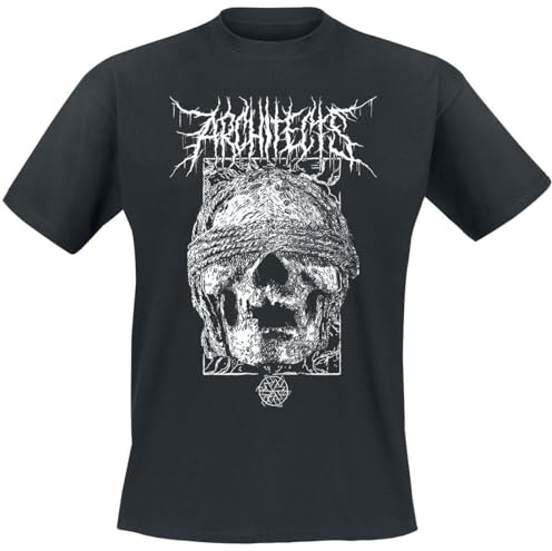 Architects Blindfolded Skull Männer T-Shirt schwarz S 100% Baumwolle Band-Merch, Bands