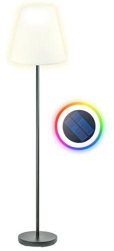 SCHWAIGER Solarlampe für außen Solarleuchte groß 1,5m Garten Outdoor Solar Stehlampe Balkon Stehleuchte Terrasse RGB LED IP44 Metall Standfuß mit Fernbedienung Solarpanel