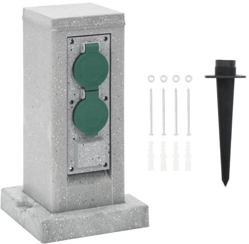 Tidyard Prise d'extérieur avec Piquet à 4 Voies Aspect de Pierre Gris