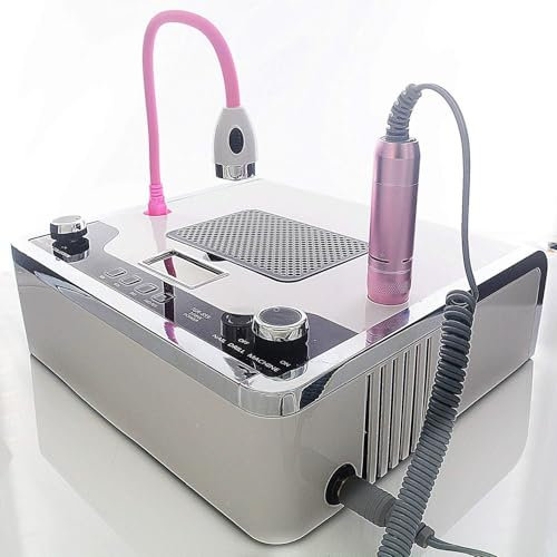 Electric Nail Vacuum Cleaner 4 in 1 Nail Dust Collector with UV Nails Dryer LED Lamp Nail Drill Machine Nail Art Gel Polish Cleaning Design Kit Professional Salon Home Use,White