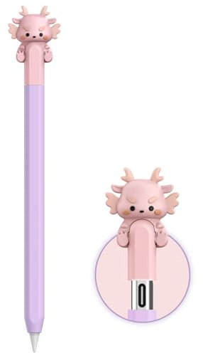 NIUTRENDZ Karikatur Apple Pencil Hülle Süßes Silikon Ärmel Haut Zubehör (Drache Lila, Apple Pencil 2nd Generation und Apple Pencil Pro)