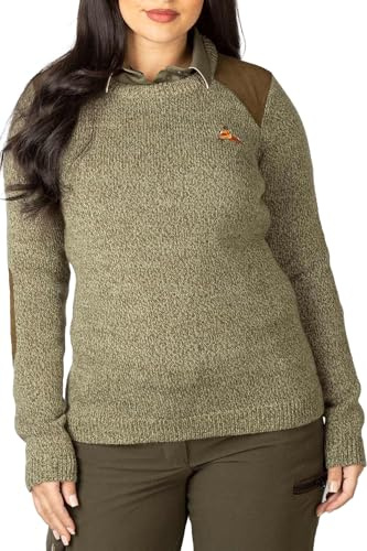 Rydale Shooting Sweater Pheasant Motif Crew Neck Wool Hunting Jumper Sweatshirt (UK, Numeric, 16, Regular, Regular, Derby Tweed)