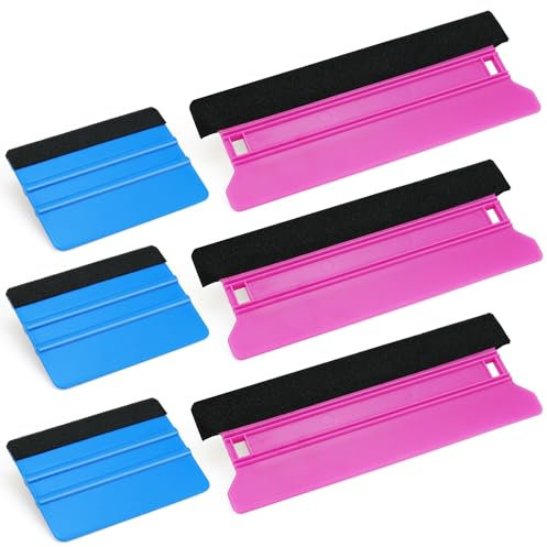 Umaki 6Pcs Vinyl Wrap Applicator, 10CM & 21CM Plastic Squeegee Wallpaper Smoother Felt Edge Squeegee for Vinyl Wrap, Window Tint, Decals or As Cleaning Squeegee for Dusts