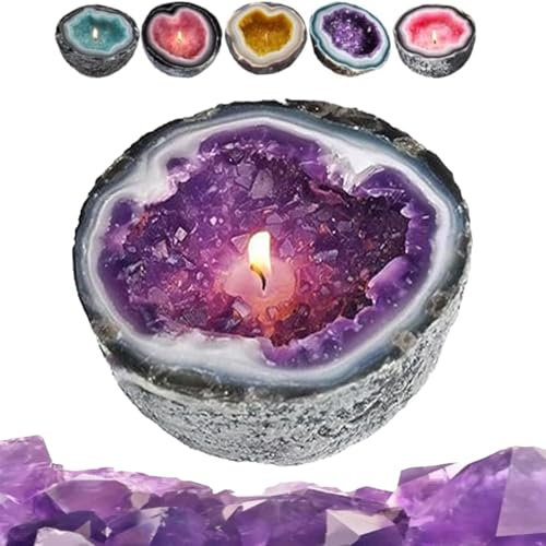 JTYEBY Crystal Candle, Intention Kristall Energie Kerze, Kreative Kerzenschale, Kunstharz Kunsthandwerk, Reinigung der Energie, Tischdekorationen Exquisite, Kerzenbehälter