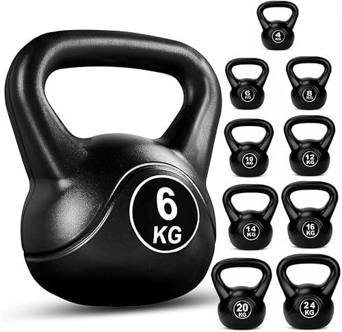FK Sports Kettlebells 4KG, 6KG, 8KG, 10KG, 12KG,14KG, 16KG, 20KG, 24KG | Heavy Weight Kettle Bell For Strength Cardio Training | Kettlebell for Home & Gym Fitness, Workout (Black, 6KG)