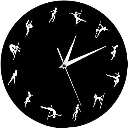 VICASKY 1pc Pole Dancing Figure Clock Druckuhr Wandbehang Uhr Zeitanzeige Gerät Hintergrunduhr Ohne Batterie Schwarz