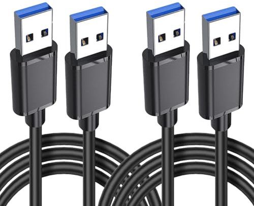 Leloco USB 3.0 Kabel [2 Stück 1M+1,5M], 5Gbps USB A Stecker auf A Stecker Datenkabel Verbindungskabel Kompatibel mit HDD, Drucker, Festplattengehäusen, Kameras, DVD, Laptop usw (Schwarz)