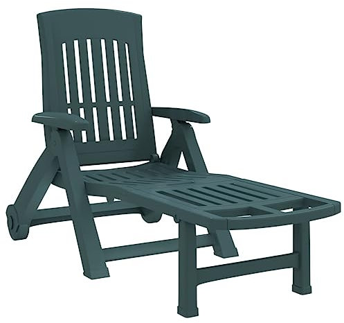 QJBSAVVA Strandstuhl Garden Chair Deckchair Liege Balkon - Klappliege mit Rollen Grün PP für Lounge Strand Beach Garten