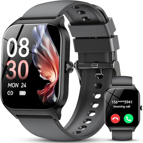 Smart Watch for Women Men (Answer/Make Calls), 1.95 Curved Screen Fitness Watch, 110+ Sports Modes, 24H Heart Rate Sleep Monitor Smartwatch, IP68 Waterproof Sports Watch for iOS/Android, Black