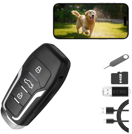 JNWMYQFC 64GB Hidden Camera Car Key - with Motion Detection, 300 Mins Battery, for Indoor Outdoor Nanny Cam Surveillance