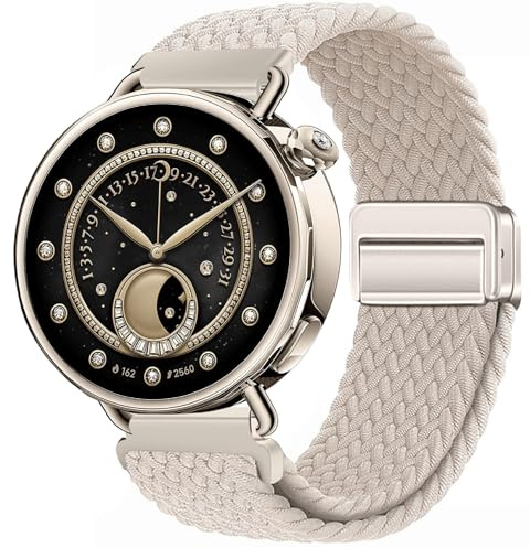 GIOPUEY Magnet Armband Kompatibel mit Xiaomi Watch S4 41mm, Geflochtenes Nylon Armband [unisex] elastisch Ersatzarmband - Beige