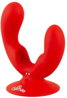 Sweet Smile Dual Vibrator - ergonomisch geformter Doppelvibrator, mit starkem Saugnapf & 9 Abwechslungsreichen Vibrationsmodi, in Rot