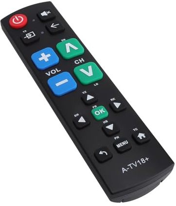 VOSSOT Universal Fernbedienung mit Großen Tasten für Senioren, Großtasten Fernbedienung für Sehbehinderte, Kompatibel mit Samsung, LG, Sony, Panasonic, Sharp, Toshiba, Philips TVs