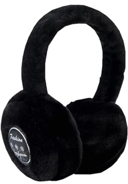 QUXVUIS Cache-Oreilles Bluetooth pour la Chaleur hivernale pour étudiants Masculins et féminins Écouteurs Bluetooth en Peluche pour Protection des Oreilles Cache-Oreilles, Noir