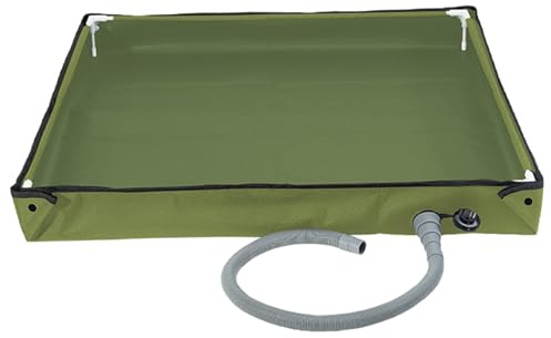 Bac de douche portable, sol de douche extérieur pliable 31, 5 x 31, 5 x 3, 9 pouces avec tuyau d'évacuation amovible, idéal pour le camping, le jardin, les jouets sable, les animaux domestiques, l