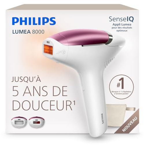 Philips Lumea 8000 IPL-Haarentfernungsgerät - Alternative zur Laser-Behandlung im Salon, einfache Anwendung zu Hause, Sicherheit nach medizinischen Standards, 2 Aufsätze: Körper und Gesicht, BRI934/00