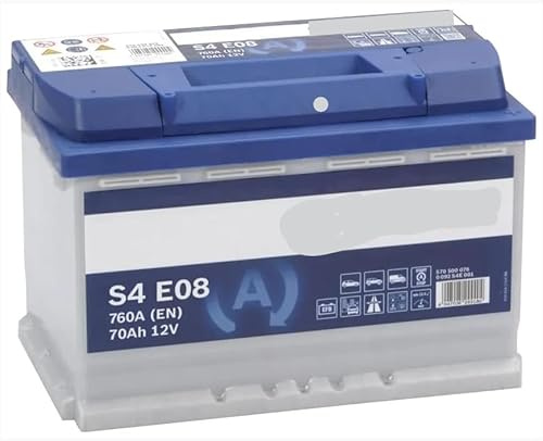 Car Battery S4E08 Type 096 EFB 12V 70Ah 760A CCA, Start-Stop Starter Battery, 278x175x190mm, Positive Right Terminal, Terminal Type 1, B00 Hold-Down, New Replacement Battery