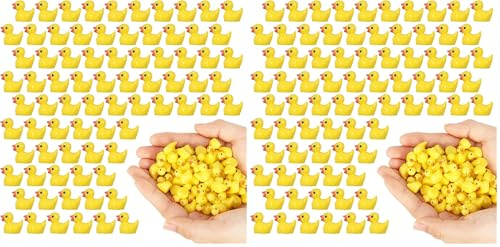 Yamitora 150 Stück Mini Enten Harz, Kleine Resin Ducks Figuren für Aquarium, Miniaturgarten, Puppenhaus, Handwerk, Landschaftsgärten, Bonsai, Fischbecken (Gelb) (Packung mit 2)