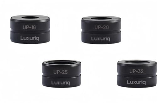 Luxuriq UP 4-delat set för pressbakning – UP16, UP20, UP25 och UP32 – av härdat stål – lämplig för pressbeslag för Uponor och kompositrör i flera lager – pressbaksats för presstång