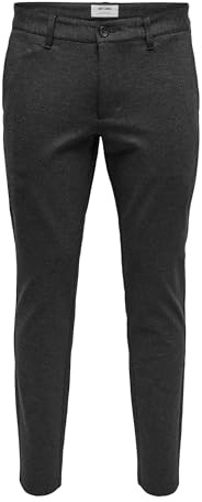 Only & Sons Herren Chino Hose ONSMARK - Slim Fit - Schwarz Grau Blau Grün, Größe:34W / 34L, Farbe:Medium Grey Melange 22010209