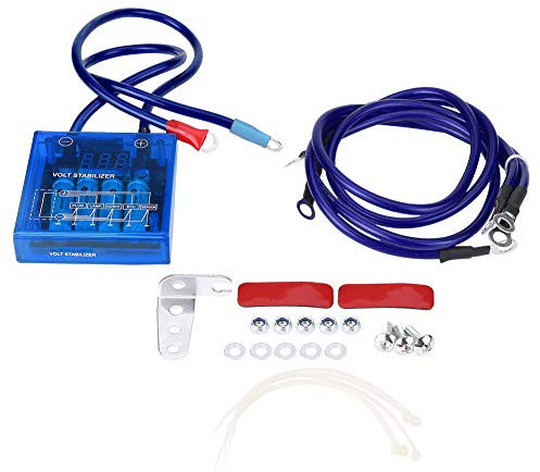 Stabilizzatore di tensione digitale Kit di stabilizzatori di tensione universali per auto 12V con 3 cavi di messa a terra per camion(Blue)