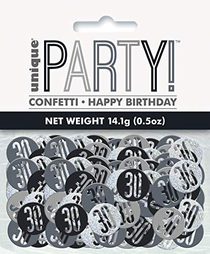 Konfetti zum 30. Geburtstag - 14 g - Glitzer Schwarz & Silber Geburtstag