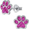 JAYARE Pfoten Kinderohrringe Silber 925 Mädchen Ohrstecker - Hunde Katzen Ohrringe für Kinder - pink